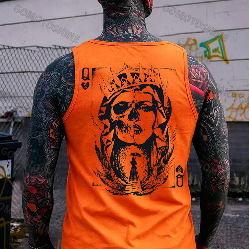 Poker Q Gloomy Queen Print Men's Vest Image - 2