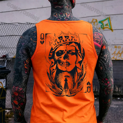 Poker Q Gloomy Queen Print Men's Vest Image - 2