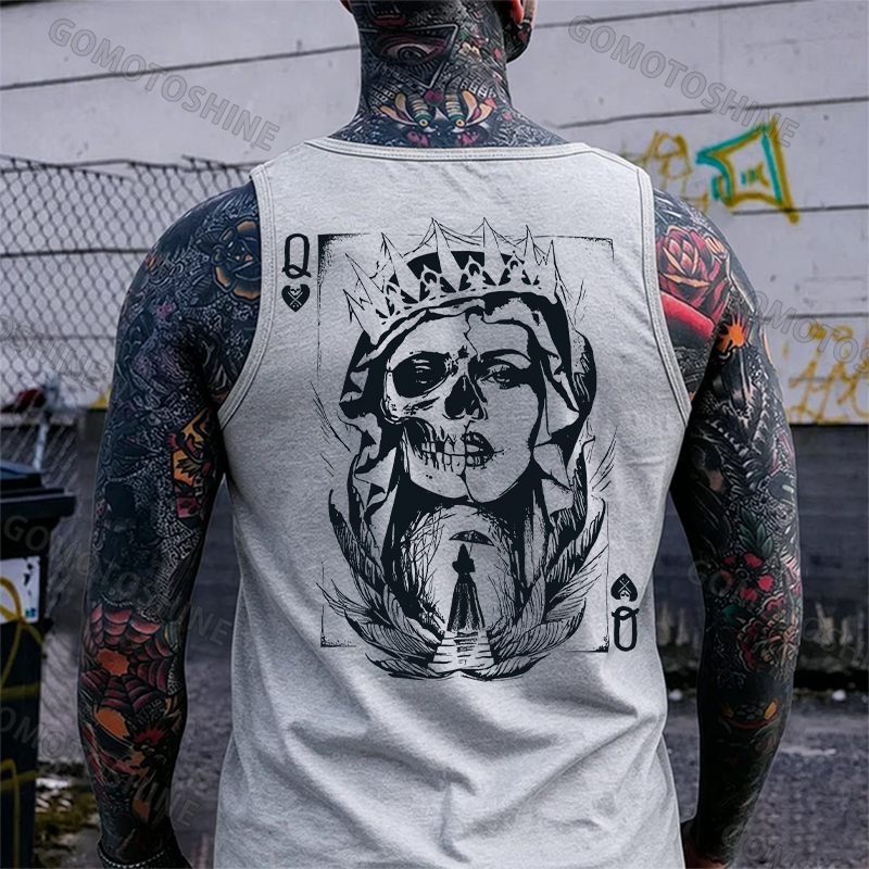 Poker Q Gloomy Queen Print Men's Vest Image - 4
