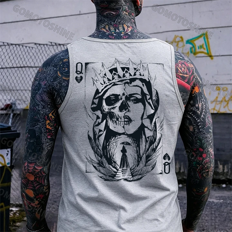 Poker Q Gloomy Queen Print Men's Vest Image - 4