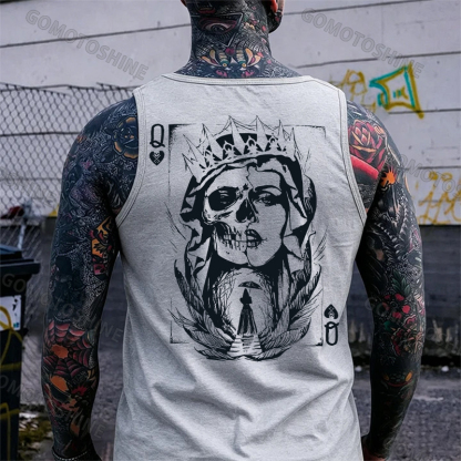 Poker Q Gloomy Queen Print Men's Vest Image - 4