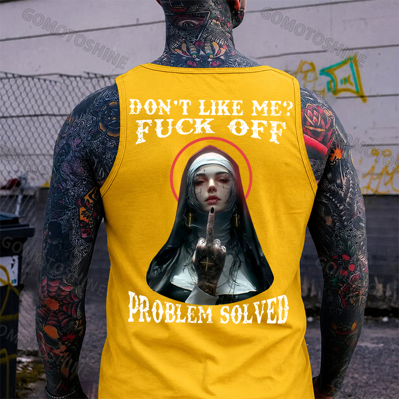 DON'T LIKE ME F*CK OFF Defiant Nun Print Men's Vest Image - 3