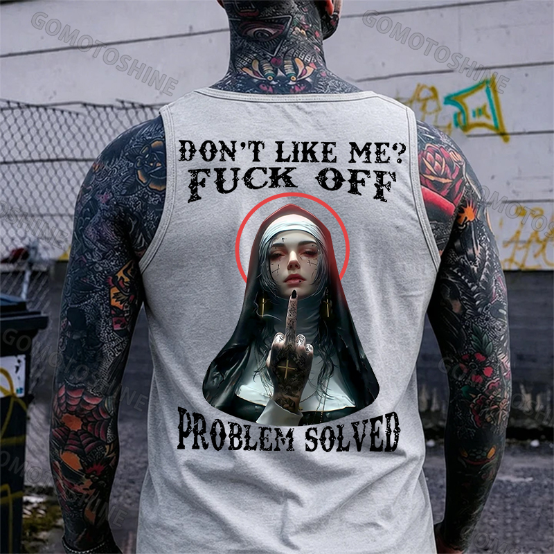 DON'T LIKE ME F*CK OFF Defiant Nun Print Men's Vest Image - 4