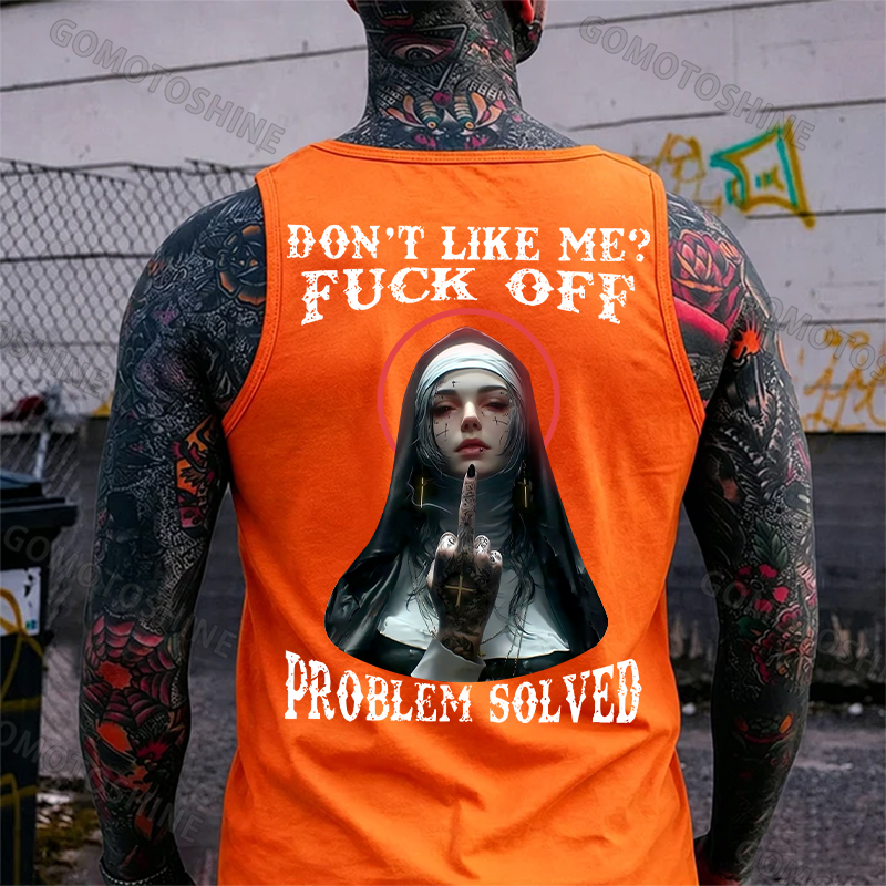DON'T LIKE ME F*CK OFF Defiant Nun Print Men's Vest Image - 5