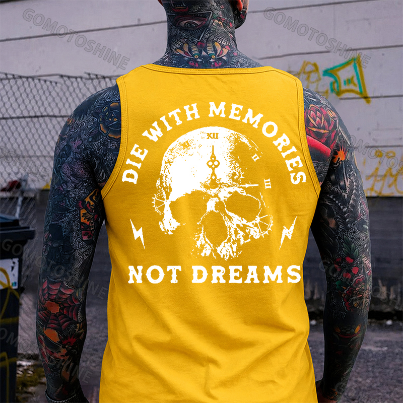 DIE WITH MEMORIES NOT DREAMS Skull Clock Print Men's Vest Image - 3