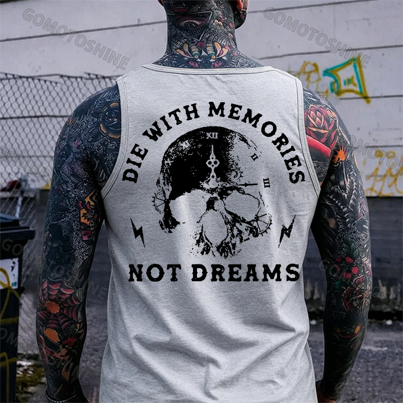 DIE WITH MEMORIES NOT DREAMS Skull Clock Print Men's Vest Image - 2