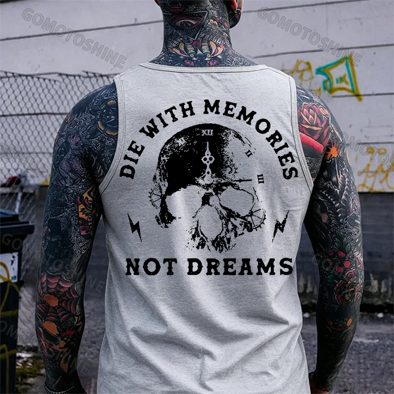DIE WITH MEMORIES NOT DREAMS Skull Clock Print Men's Vest Image - 2