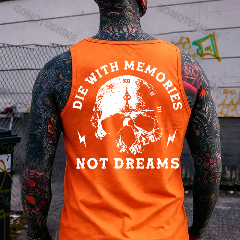 DIE WITH MEMORIES NOT DREAMS Skull Clock Print Men's Vest Image - 4