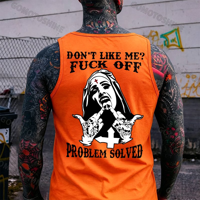DON'T LIKE ME F*CK OFF Defiant Nun Print Men's Vest Image - 3