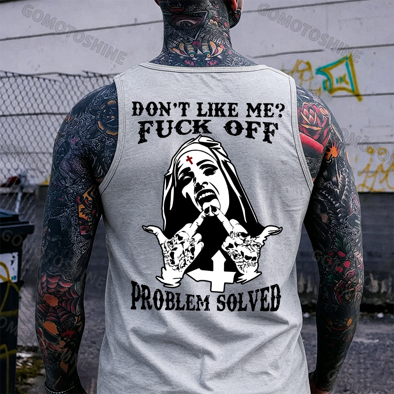 DON'T LIKE ME F*CK OFF Defiant Nun Print Men's Vest Image - 4