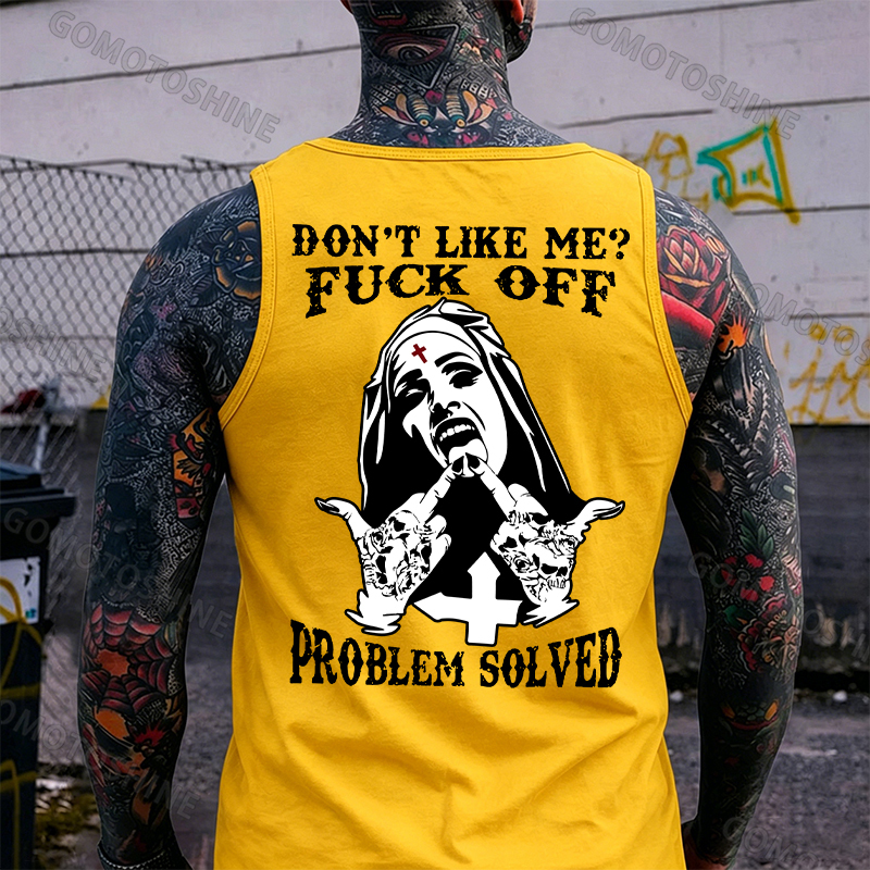 DON'T LIKE ME F*CK OFF Defiant Nun Print Men's Vest Image - 5