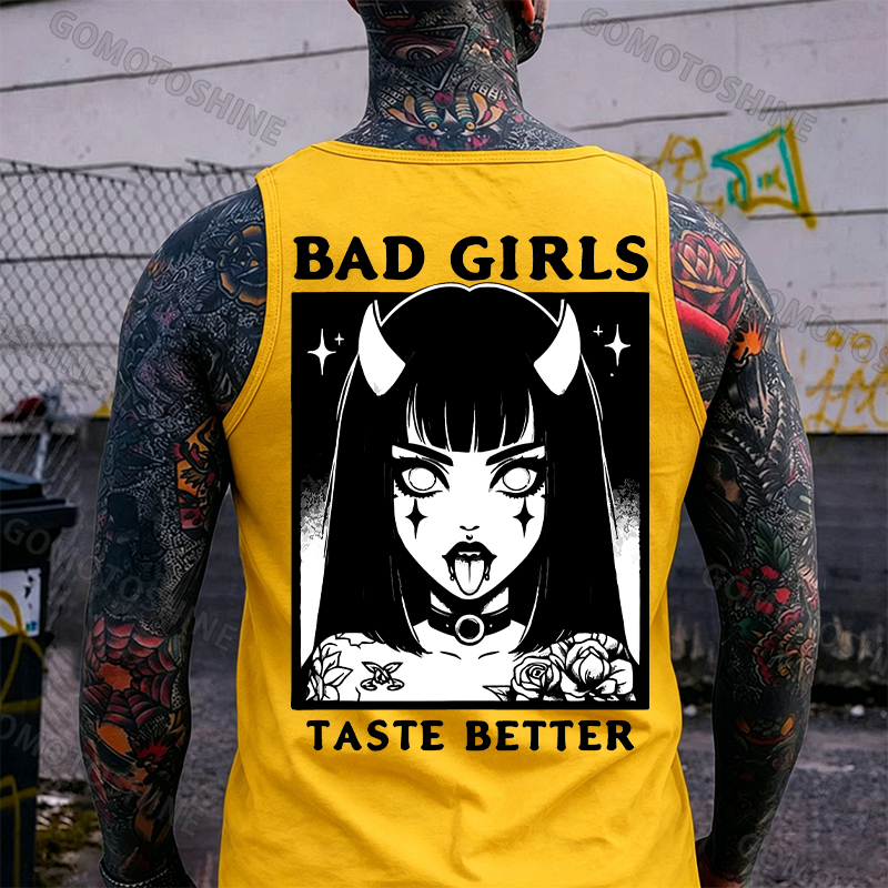 BAD GIRLS TASTE BETTER Devil Girl Print Men's Vest Image - 5