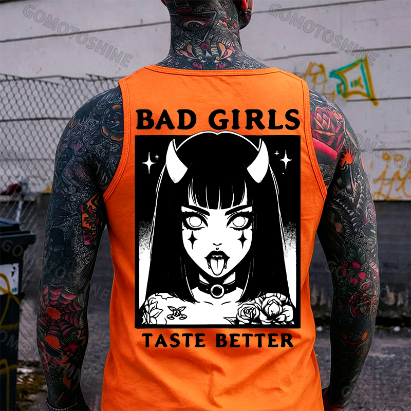 BAD GIRLS TASTE BETTER Devil Girl Print Men's Vest Image - 8