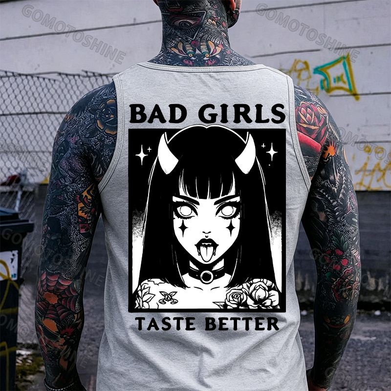 BAD GIRLS TASTE BETTER Devil Girl Print Men's Vest Image - 7