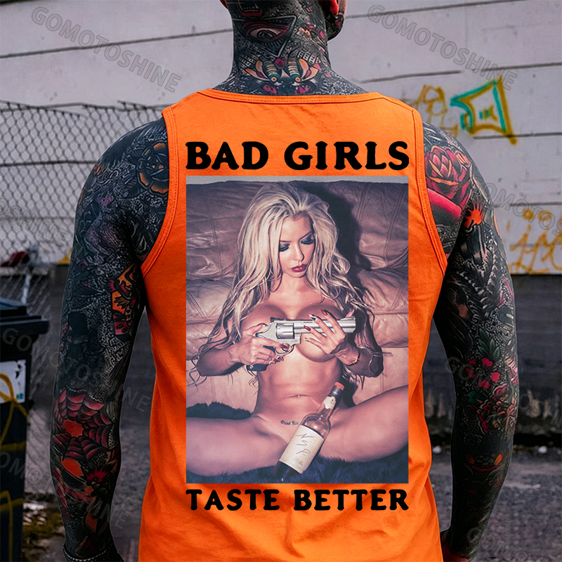 BAD GIRLS TASTE BETTER Sexy Bad Lady Print Men's Vest Image - 3