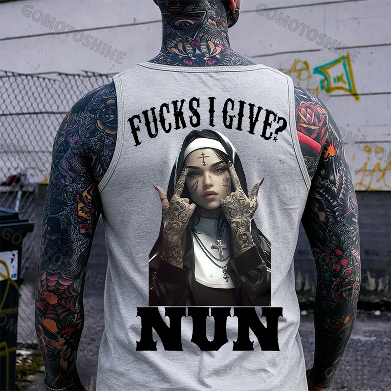 FUCKS I GIVE NUN Defiant Nun Print Men's Vest Image - 2
