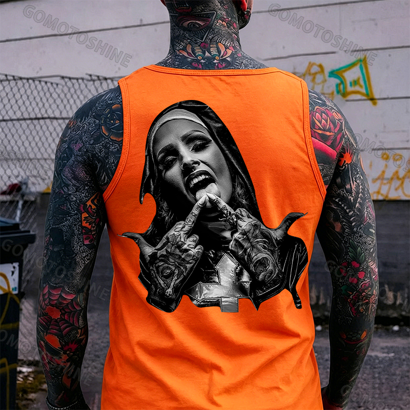 Nun and crucifix Print Men's Vest Image - 2