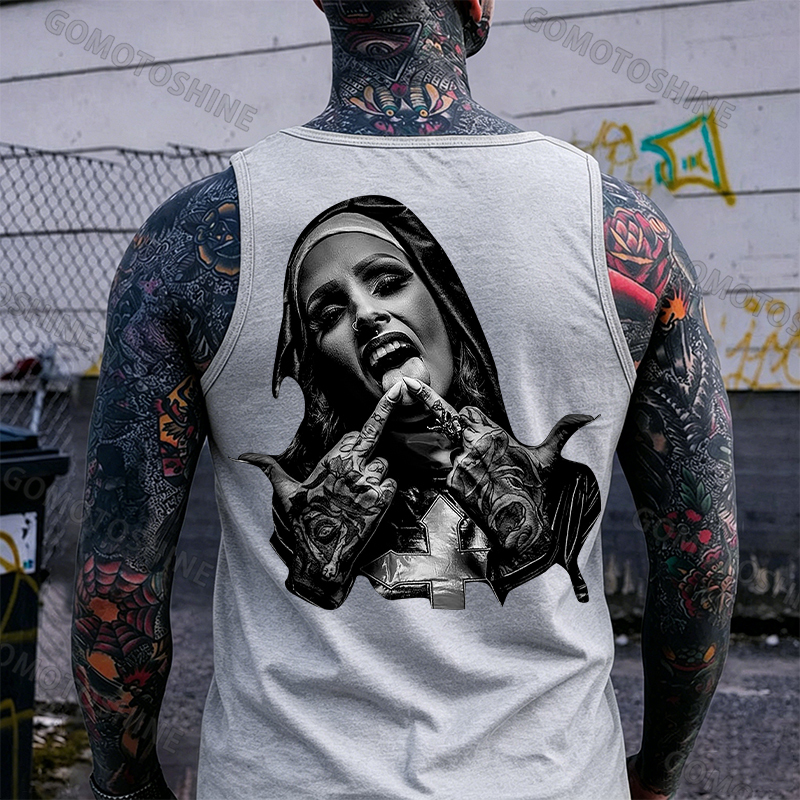 Nun and crucifix Print Men's Vest Image - 4