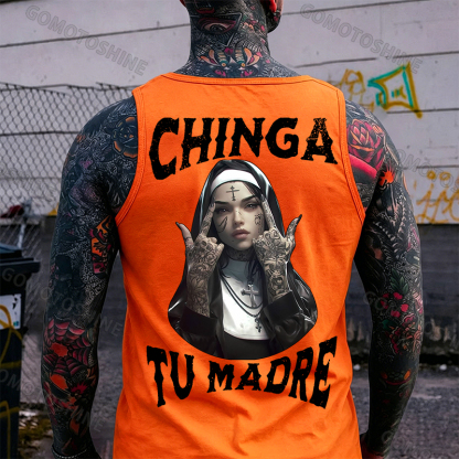 CHINGA TU MADRE Defiant Nun Print Men's Vest Image - 4
