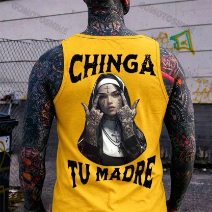 CHINGA TU MADRE Defiant Nun Print Men's Vest Image - 3