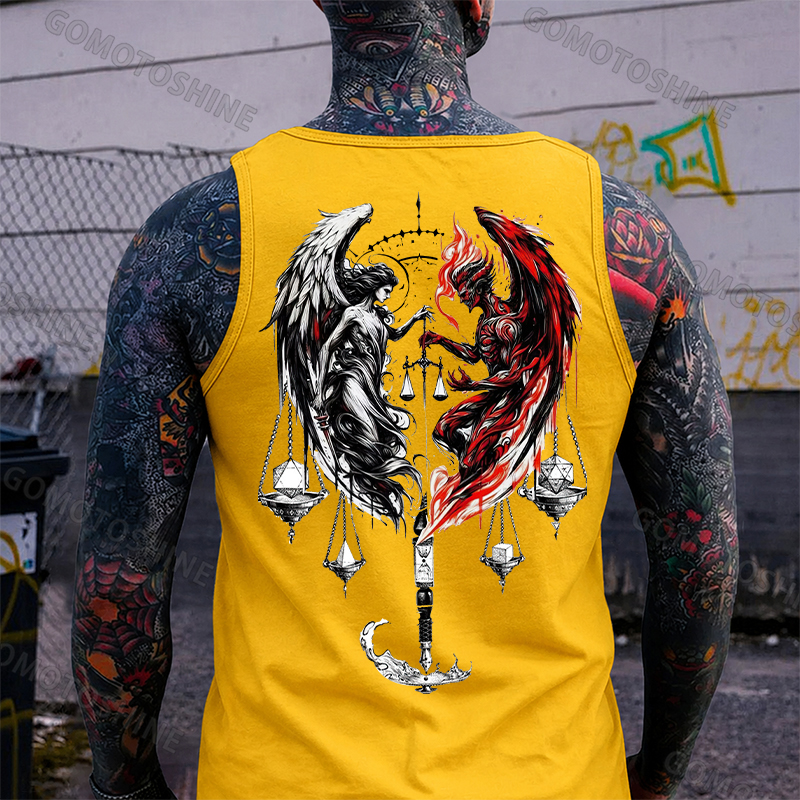 Libra Angel And Devil Print Men's Tank Image - 4
