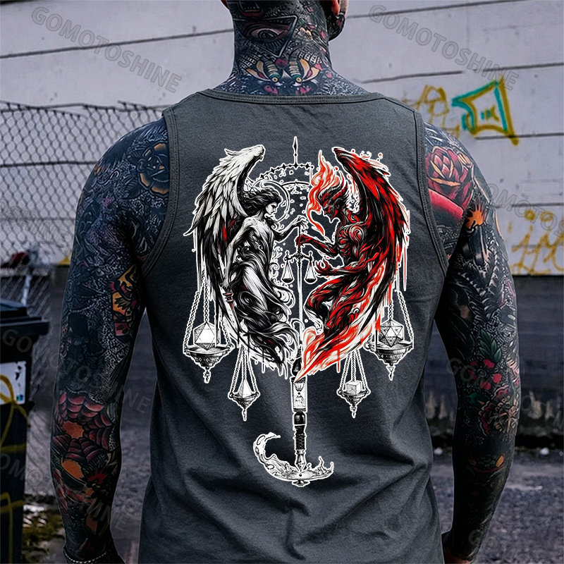 Libra Angel And Devil Print Men's Tank Image - 5