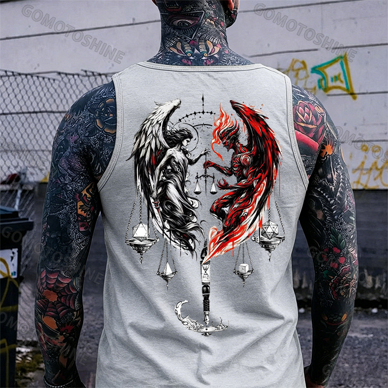 Libra Angel And Devil Print Men's Tank Image - 6