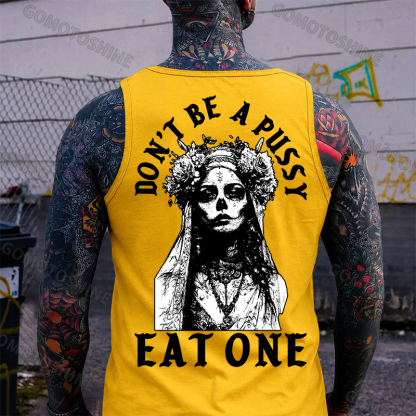 DON'T BE A PUSSY EAT ONE Zombie Bride Print Men's Tank Image - 3