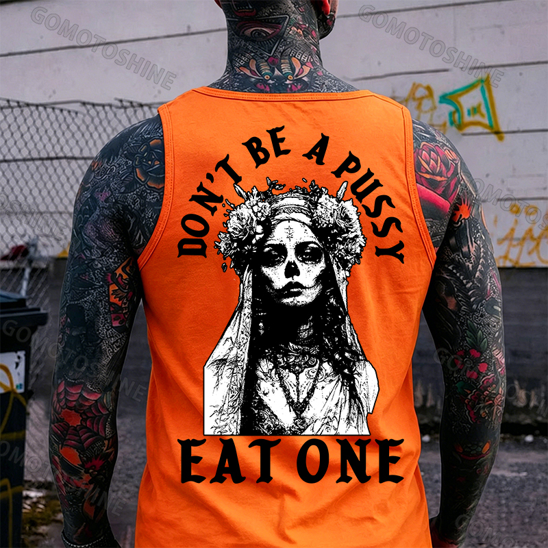DON'T BE A PUSSY EAT ONE Zombie Bride Print Men's Tank Image - 4