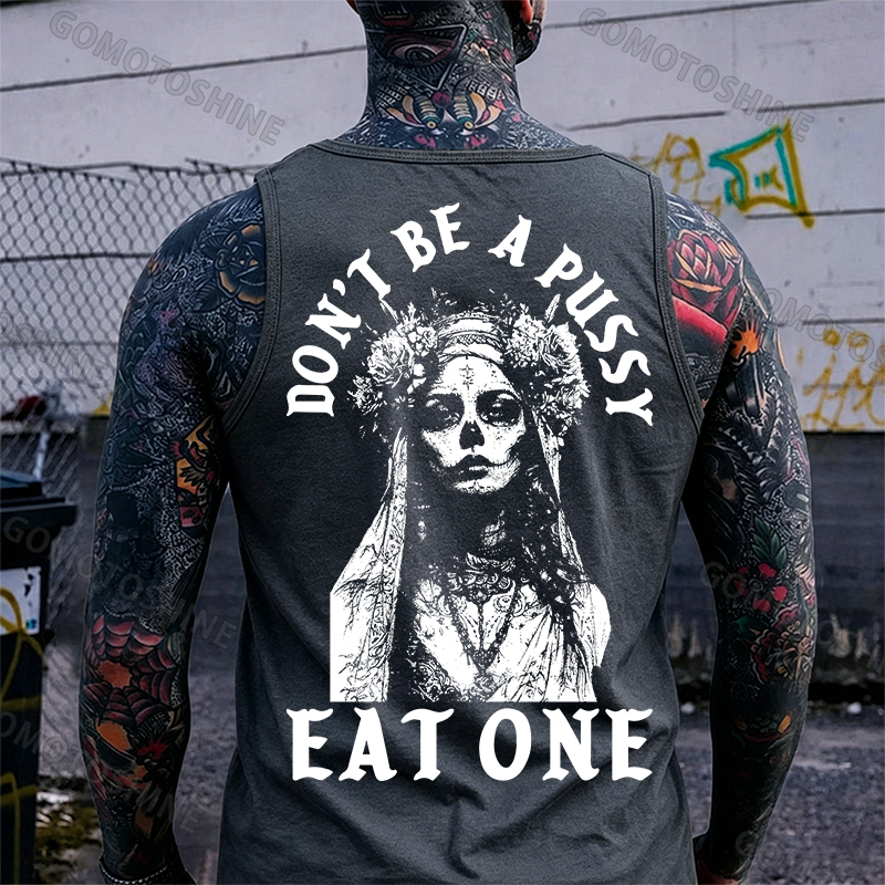 DON'T BE A PUSSY EAT ONE Zombie Bride Print Men's Tank Image - 5