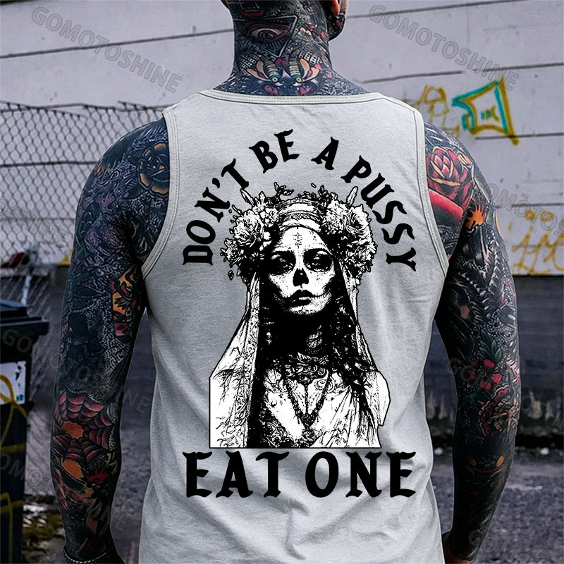 DON'T BE A PUSSY EAT ONE Zombie Bride Print Men's Tank Image - 6