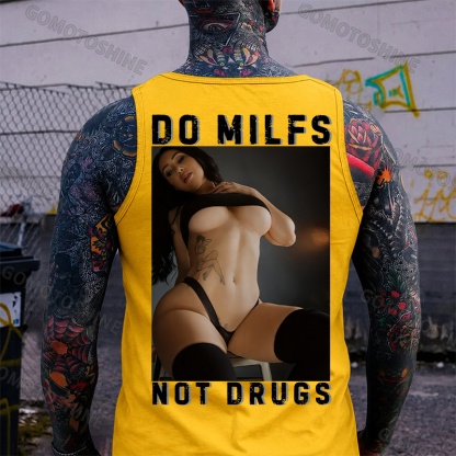 DO MILFS NOT DRUGS Sexy Woman Print Men's Tank Image - 3