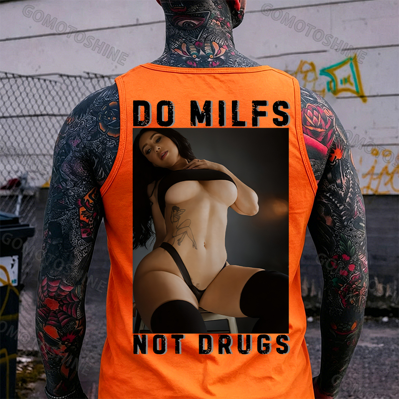 DO MILFS NOT DRUGS Sexy Woman Print Men's Tank Image - 5