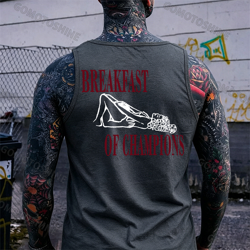 BREAKFAST OF CHAMPIONS Suck Lady Print Men's Tank Image - 4