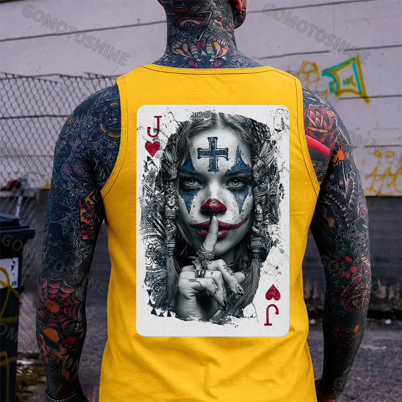 Poker Joker Lady Print Men's Tank Image - 3