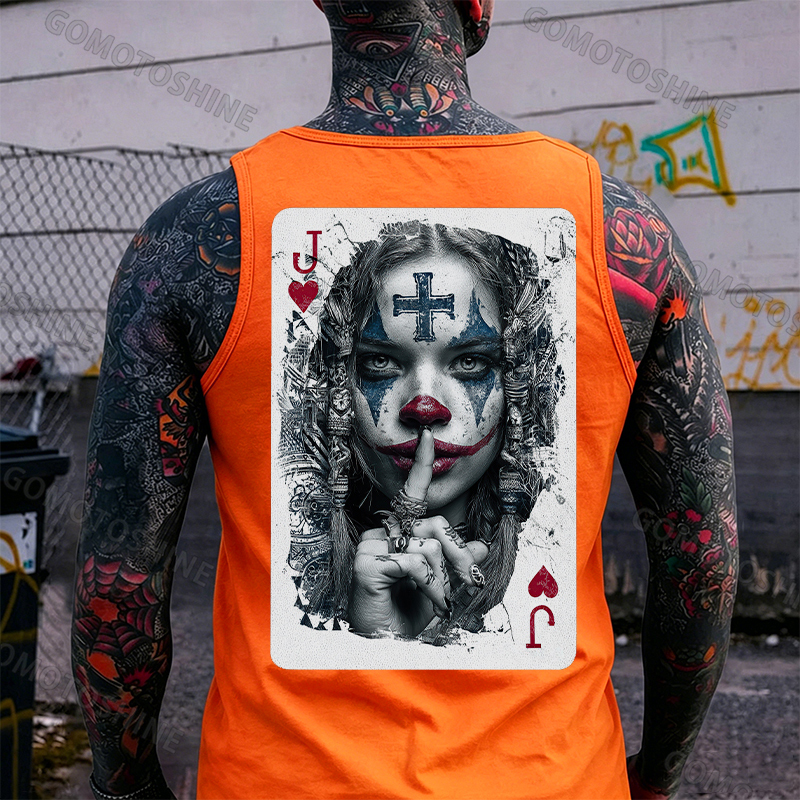 Poker Joker Lady Print Men's Tank Image - 4