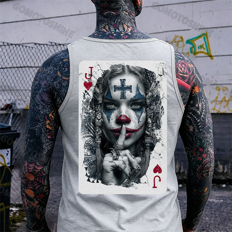 Poker Joker Lady Print Men's Tank Image - 5