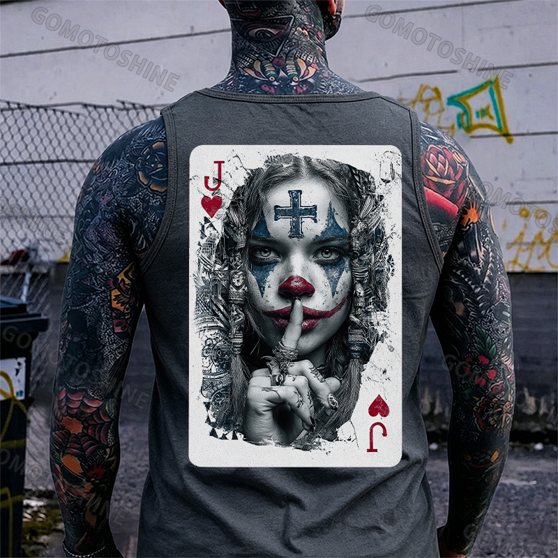 Poker Joker Lady Print Men's Tank Image - 6