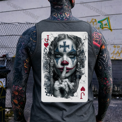 Poker Joker Lady Print Men's Tank Image - 6