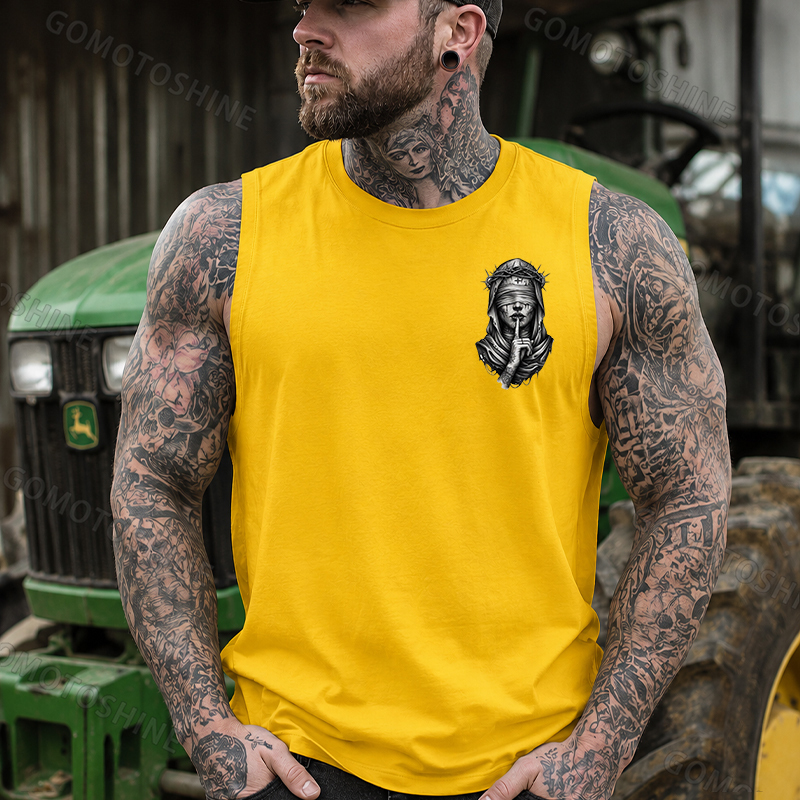 Blindfolded Thorn Nun Print Men's Tank Top Image - 14