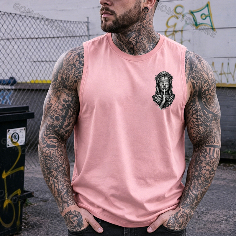Blindfolded Thorn Nun Print Men's Tank Top Image - 16