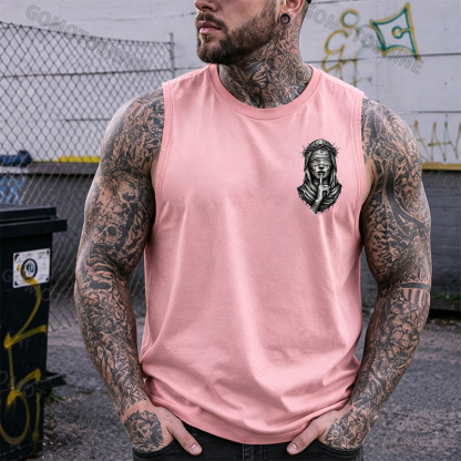 Blindfolded Thorn Nun Print Men's Tank Top Image - 16