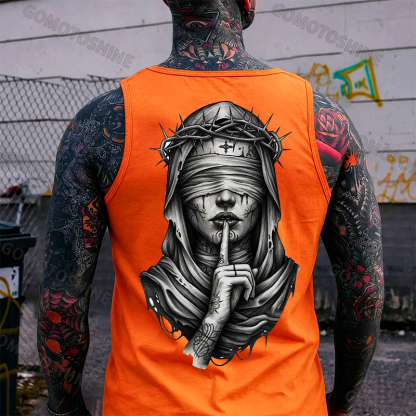 Blindfolded Thorn Nun Print Men's Tank Top Image - 17