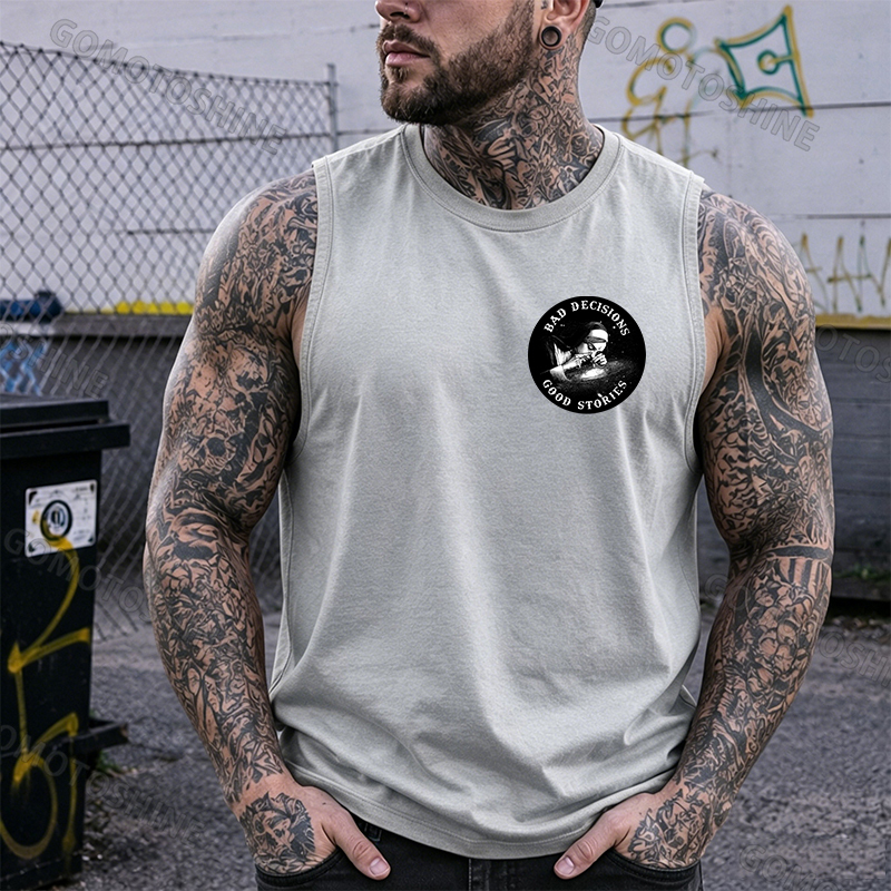 BAD DECISIONS GOOD STORIES Smoking Nun Print Men's Vest Image - 3