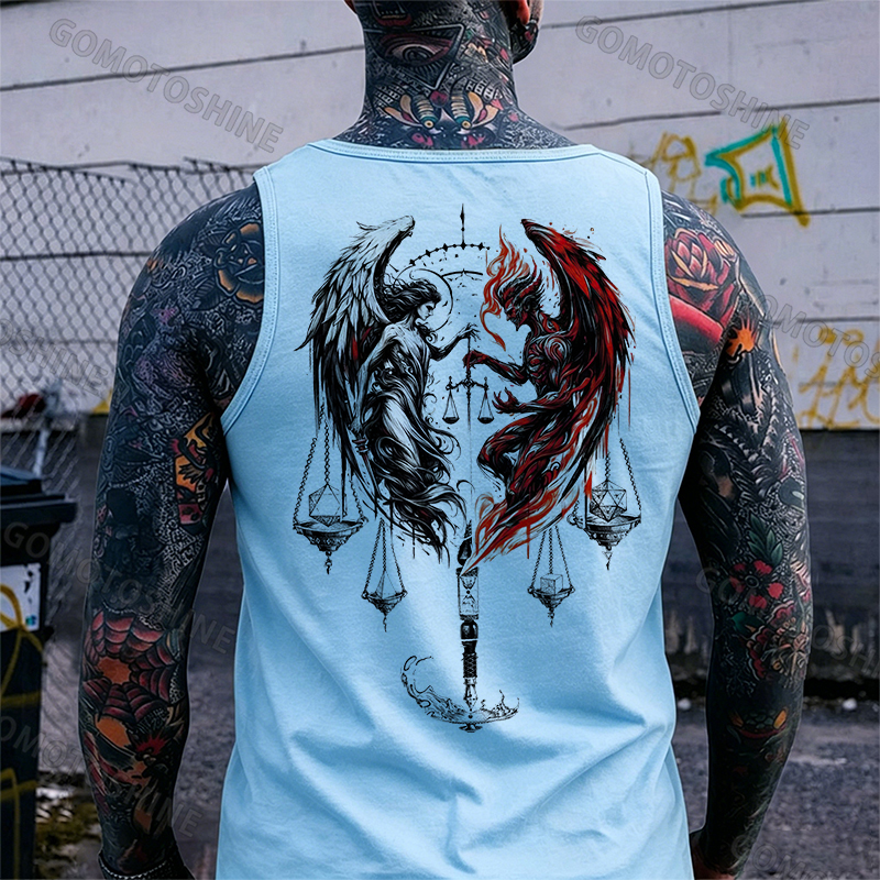 Libra Angel And Devil Print Men's Tank Image - 7
