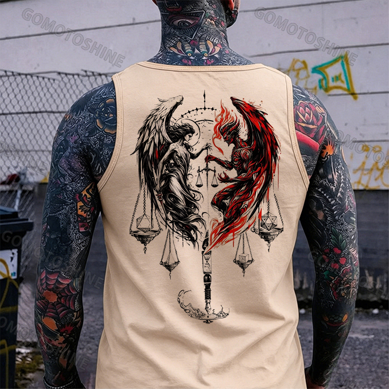 Libra Angel And Devil Print Men's Tank Image - 8