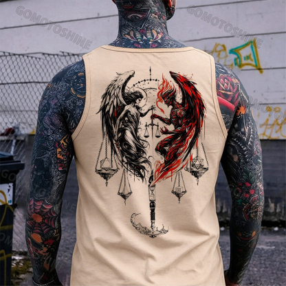 Libra Angel And Devil Print Men's Tank Image - 8