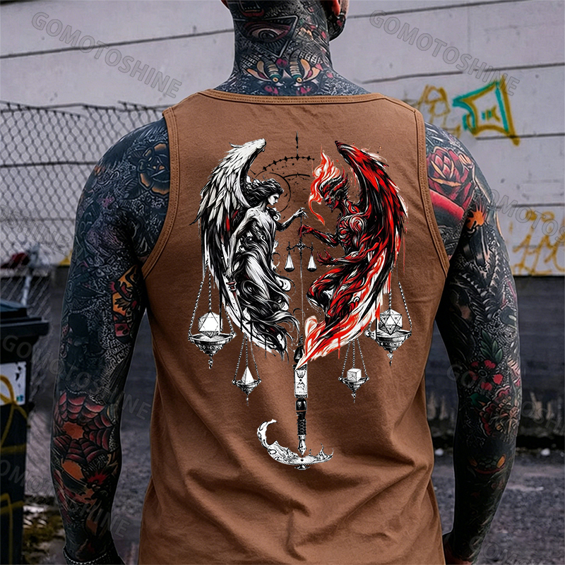 Libra Angel And Devil Print Men's Tank Image - 9