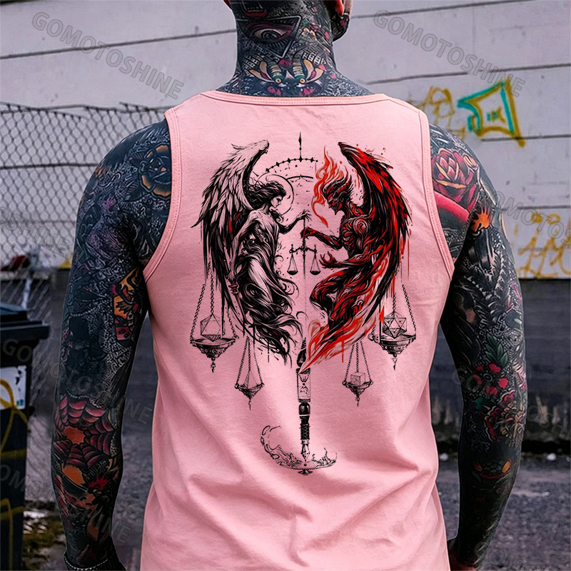 Libra Angel And Devil Print Men's Tank Image - 10