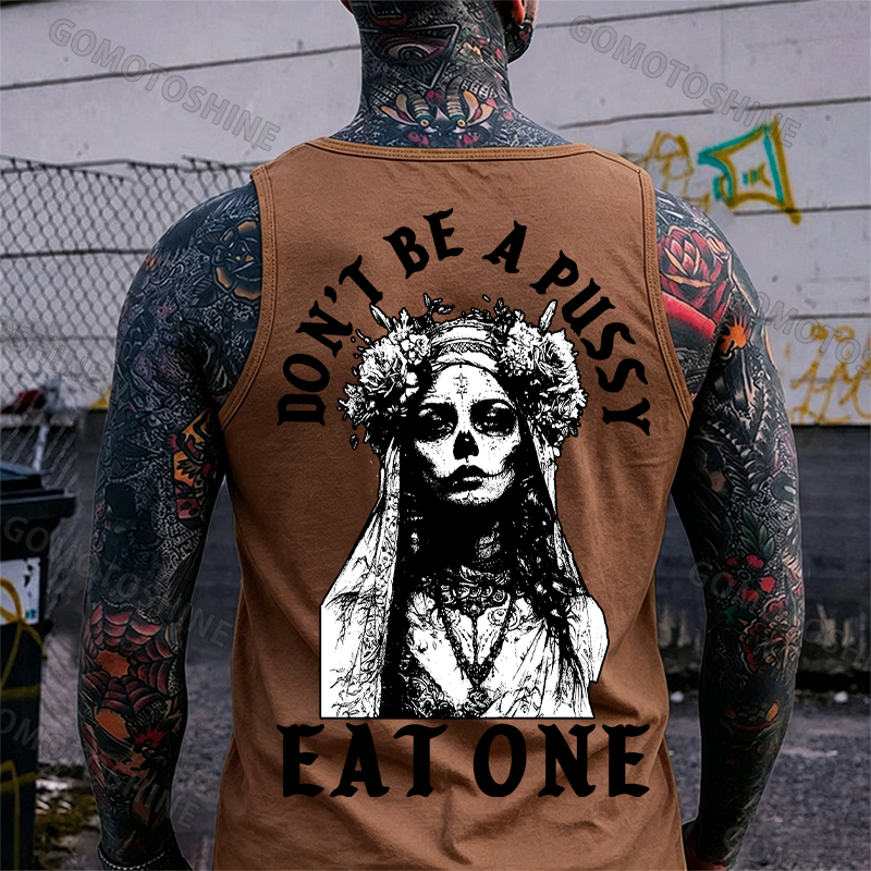 DON'T BE A PUSSY EAT ONE Zombie Bride Print Men's Tank Image - 7